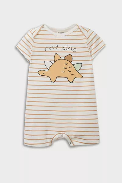 Baby Boy Newborn Dinosaur Print Cotton Short Sleeve Romper HS