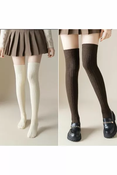 STND 2 ' CALZINI DONNA CLASSICI FINO AL GINOCCHIO IN LANA