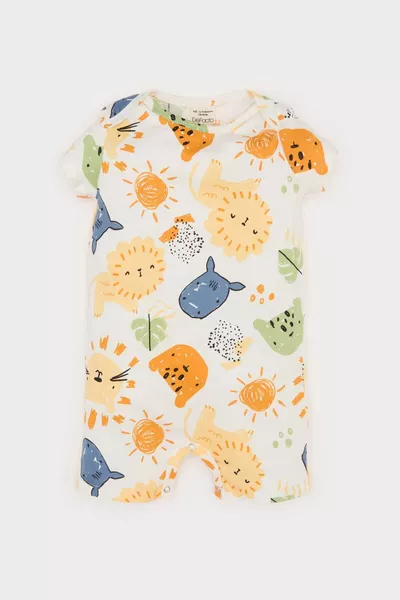 Baby Boy Newborn Animal Pattern Cotton Short-Sleeve Romper SM