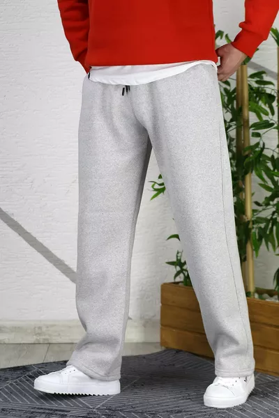 بنطال رياضي رجالي فضفاض منسوج بثلاث خيوط مخرم