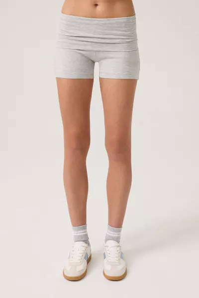 Gray Foldable Waist Detail Shorts Lounge Shorts
