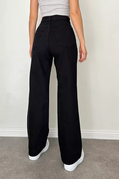 Jean Carmela noir taille haute extra large et jambes larges