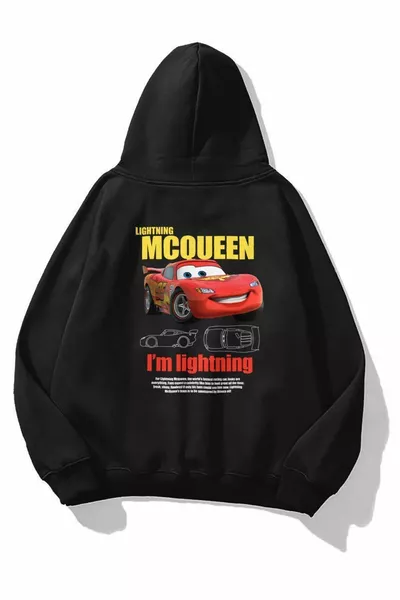 Felpa con cappuccio unisex bianca 'I'm Sally McQueen Cars' stampata, % cotone