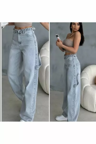 Pantaloni a palloncino da donna con doppia cintura e tasche laterali