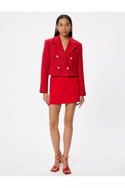 Kısa Tüvit Blazer Ceket Kruvaze