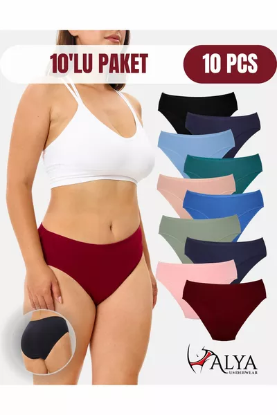 Damen Slip Basic Slip Bunte Baumwollunterwäsche er-Pack ()