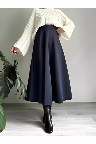 تنورة سكوبا كلوش بسحّاب خلفي