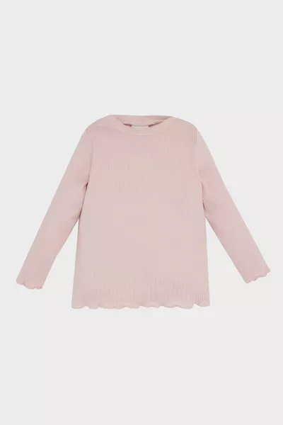 طقم طفلتي مكون من قطعتين فستان من قماش كشكير مزهر وقميص أساسي بأكمام طويلة WN