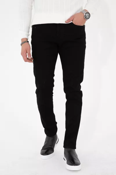 Men's Alex Slim Fit Stretch Black Jeans -de-slim