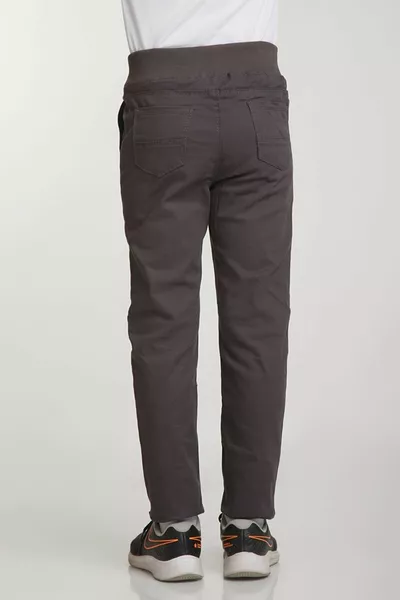 Kids Stretch Canvas School Pants with Ribbed Elastic Waist