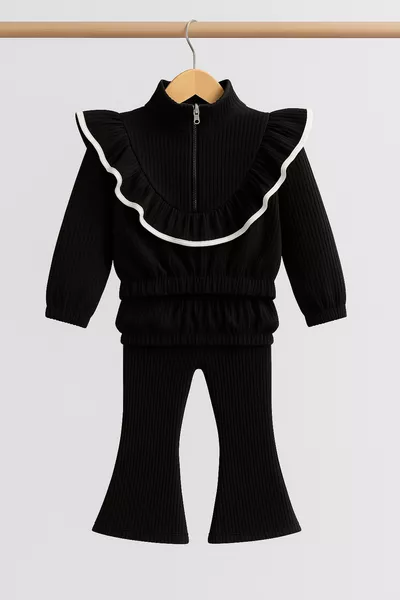 Girls' Slim Fit Turtleneck Top and Flared Pants Set 
