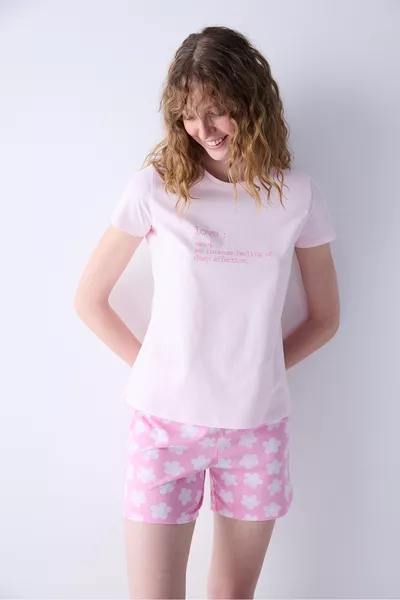 Love Pigiama con Shorts Rosa