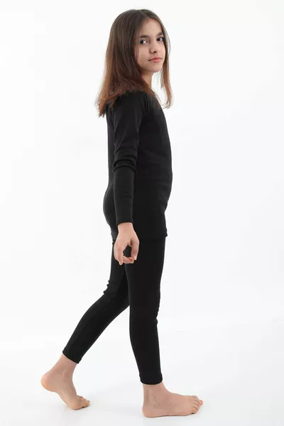 Children's 2-Pack Unisex Cotton Thermal Leggings | Fleece-Lined Thermal Bottoms for Kids