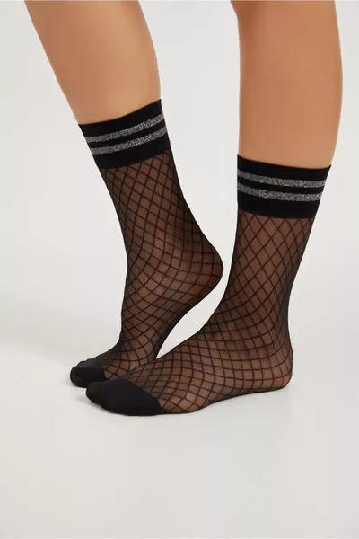 Calze a rete sottili da donna, nere