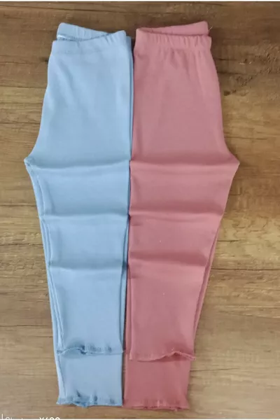 Leggings per bambini Fun Kids in tessuto a coste doppio strato, fondo con volant, leggings spessi per neonati, singolo pezzo per bambini