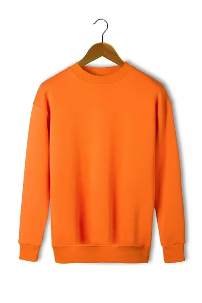 Felpa Unisex Oversize Arancione con Girocollo e Finitura Bouclé