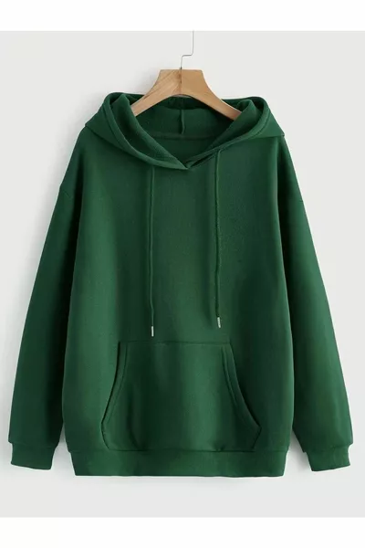 Green Hooded Oversized Sweatshirt