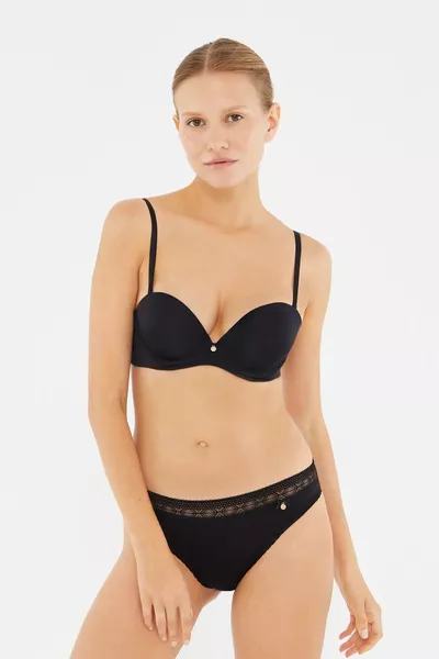 Reggiseno nero Plumeria a fascia con imbottitura parziale