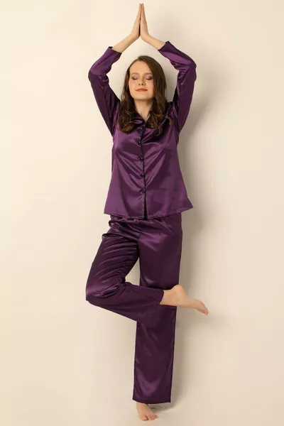 Long Sleeve Satin Pajama Set