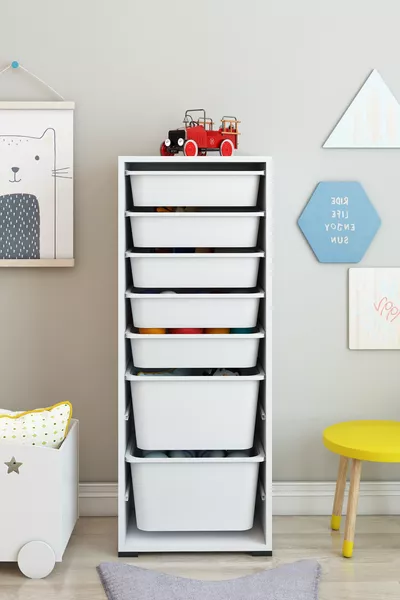 KIDS шкаф за играчки с 7 кошници Кутия за играчки Кутия за съхранение на играчки