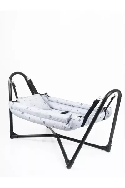 Неptün метално легло-хамак сива памучна материя