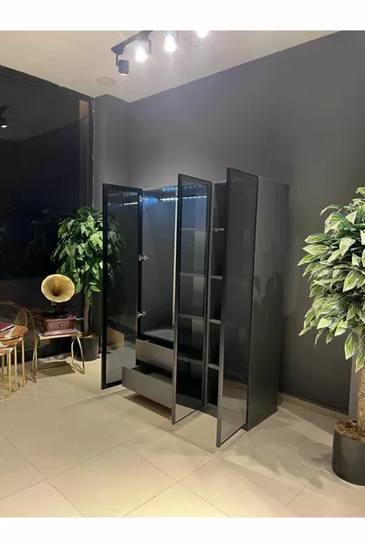 Esla Modular 3 Glass-Door Wardrobe % MDF (INCLUDING ASSEMBLY)