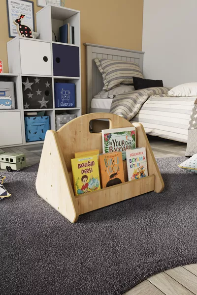 Libreria per bambini Montessori in MDF - Rovere Zaffiro