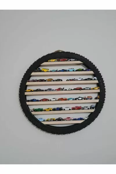 Gelbes Leuchtrad Wandregal Holz Dekoratives Reifen Kinderpark Montessori Lernnachtlampe