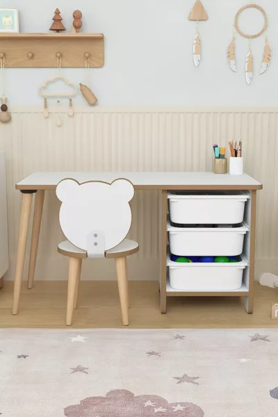 Kids Play Activity Table 3-Basket Children's Study Table with Chair - Panda