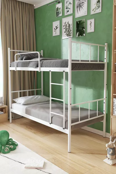 Tekno Ranza Совместимая с кроватью белая разборная металлическая двухъярусная кровать