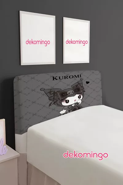 Black Lace Kuromi Patterned Bed Base Headboard Cover (Single)