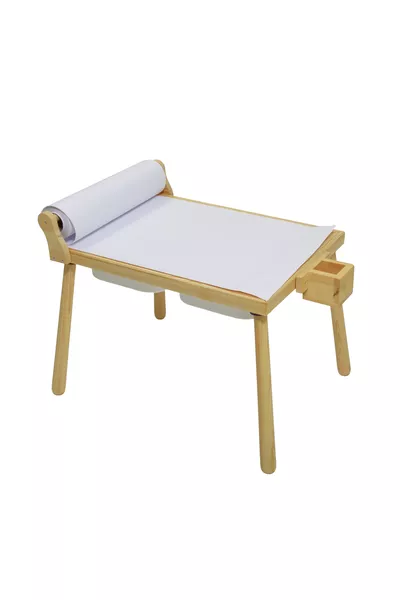 Joykids Roller Attachment Natural Wood Sensory Kids Activity Table Play Table and Children's Study Desk