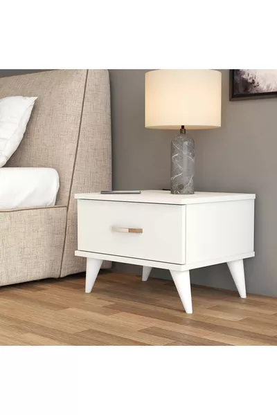 Nightstand with 1 Drawer, White - 