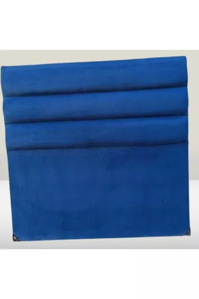 Title: DK Double Bed Grey-Blue Fabric Horizontal Slat Model Handmade