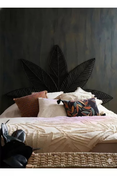 Testata del letto matrimoniale in corda lavorata a mano in stile boho