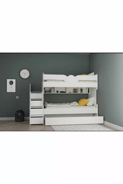 Комплект МДФ двухъярусная кровать на 3 человека, 1-й сорт, аксессуары