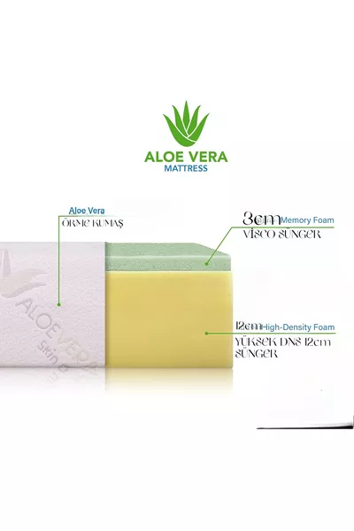 سرير SLEEPNİCE العثماني إسفنج فيسكو بقماش الألوفيرا سم مقاس خاص سرير فردي مزدوج