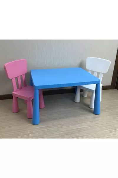 Set da tavolo Mammut rosa con sedie bianche