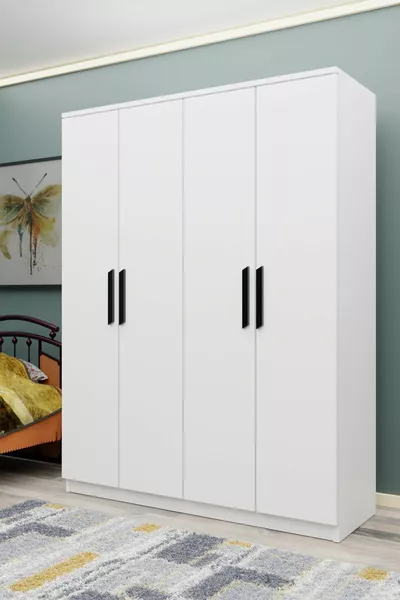 خزانة بدون مرآة GM  أطلس 4 أبواب بمقابض سوداء