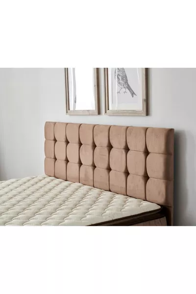 Tête de lit Niron Rama - Tête de lit pour lit double, tissu café au lait lavable