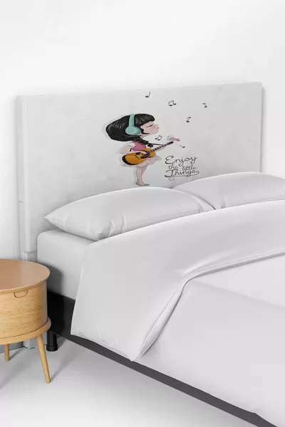 Music Girl Patterned Children's Bed Base Headboard Cover
