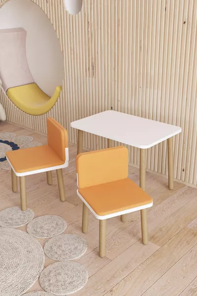 Write-Erase Surface Children's Table - Activity Table - Children's Study Table Set with 2 Chairs and Covers