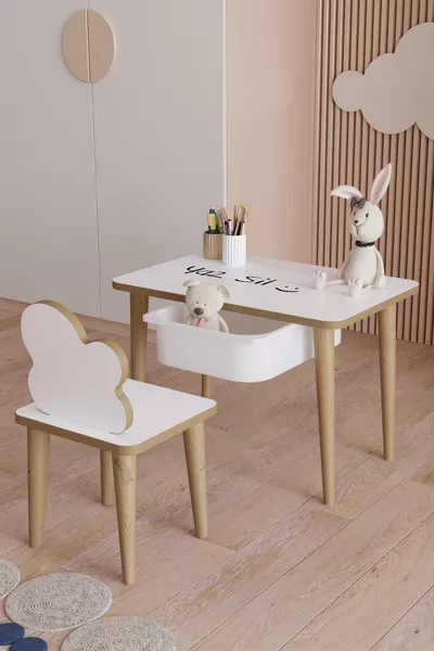 Children's Table and Chair with Drawer Erasable Writing Play Activity Set 1 Table 1 Chair 1 Drawer