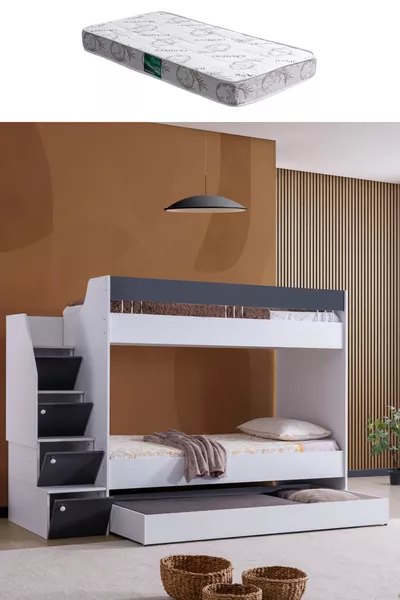 Двуетажно легло, Martin Yavrulu Двуетажно легло - Антрацит 1 брой комфортен матрак