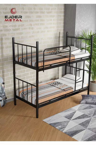 سرير طابقين أسود (بدون فرشة)