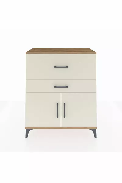 خزانة هايبرون بروفيل بمقصورة واحدة ودرجين وغطائين من خشب الصنوبر والرخام