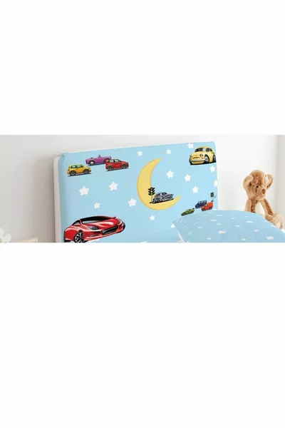 غطاء رأس السرير لون أزرق لطيف طرق السيارة