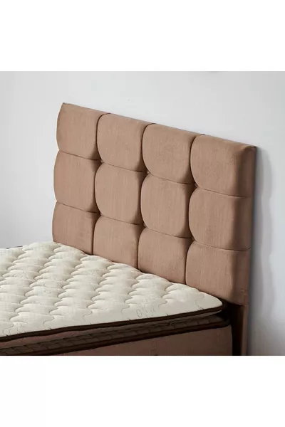 رأس سرير نيرون راما - رأس سرير لشخص واحد، قماش بني فاتح قابل للمسح