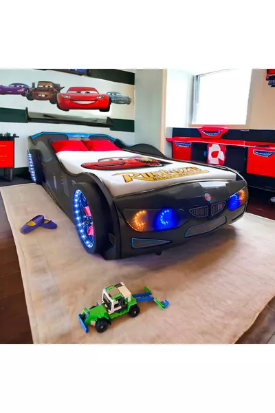 BMW - Lit voiture complet - Lit voiture - Série - Roues avec LED & télécommande