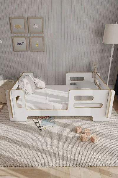 سرير أطفال مودرن مونتيسوري، قاعدة سرير، سرير - أبيض